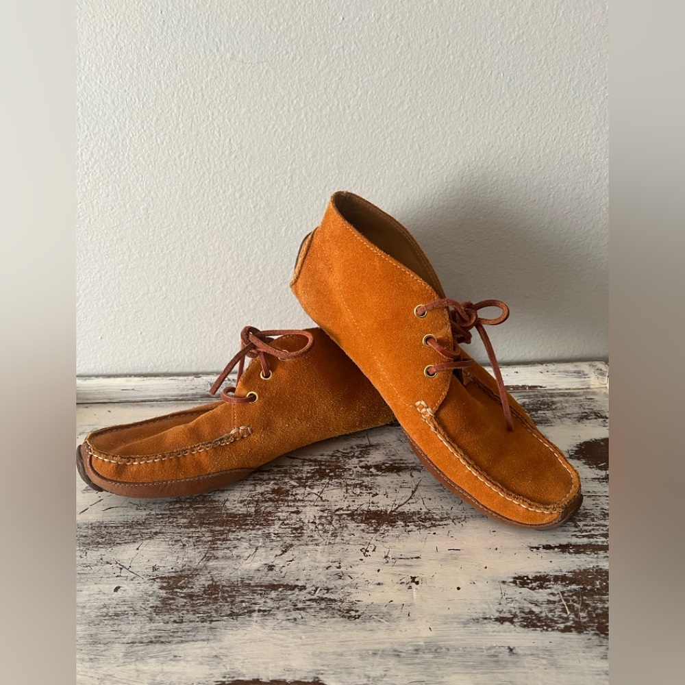 Cole Haan Chukka Camel Suede Boots Men 9.5M Comfort C13104 Preppy Driver Shoes - Picture 3 of 9